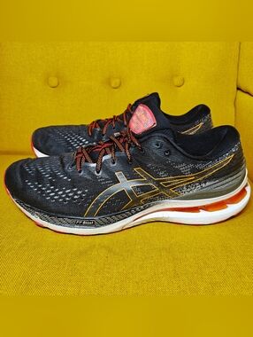 ASICS GEL-Kayano 28 Mens Black Clay Grey Running Sneakers Shoes Size 11.5
